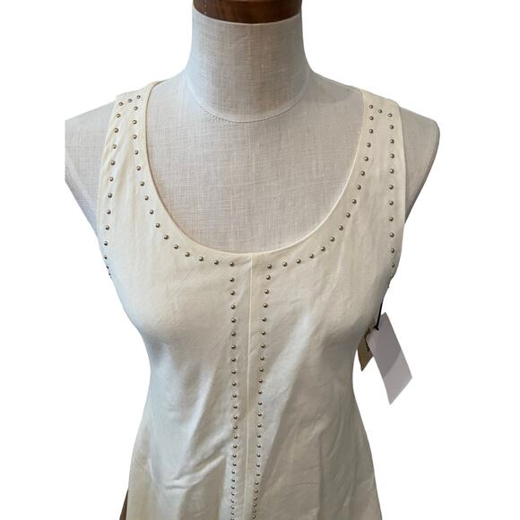 Ivanka Trump Linen Blend Sleeveless Midi Dress Off White 6 - Picture 3 of 7